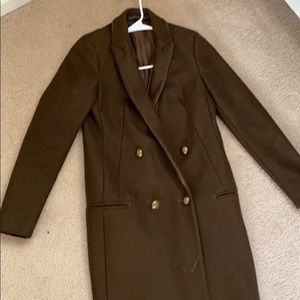 All Saints Brown Long double Breasted coat